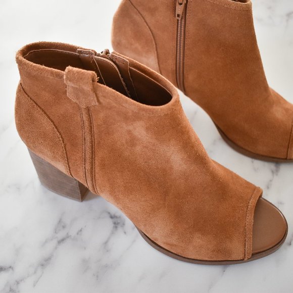 Aldo brown suede open toe ankle booties with heels - Picture 1 of 7